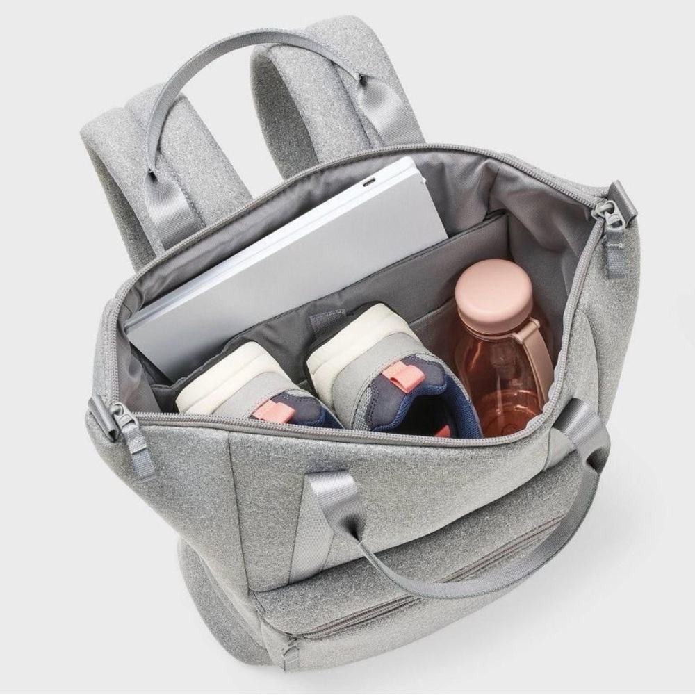 Faux Neoprene Backpack - Heathered Gray - Picture 3 of 4